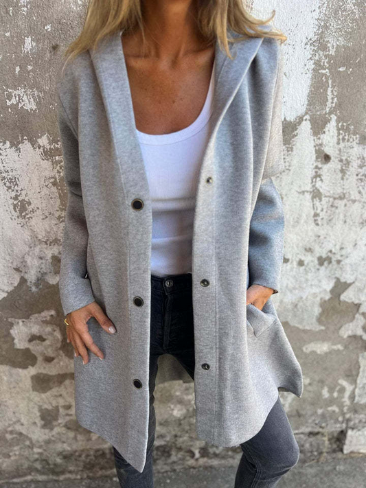 Lässige Kapuzenjacke mit Knopfleiste