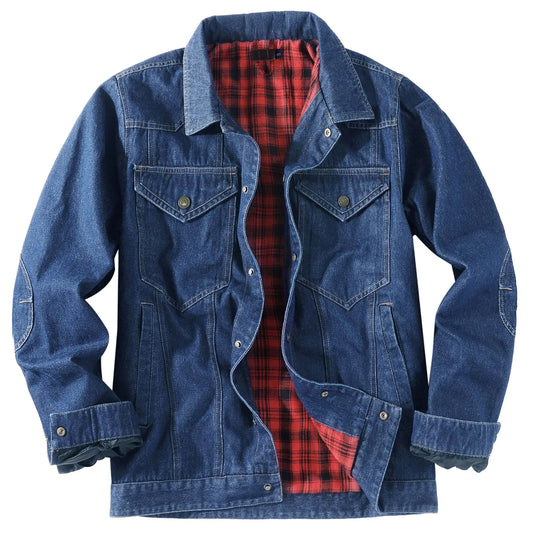 DAMIAN DENIM JACKE MIT KAROMUSTER